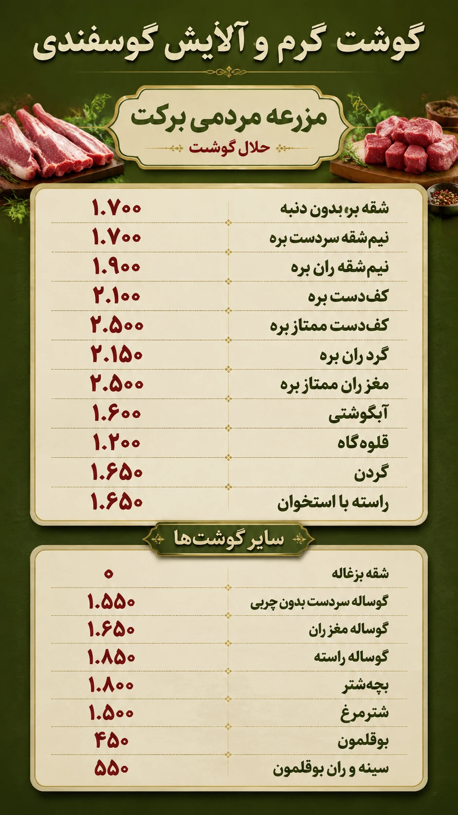 لیست قیمت
